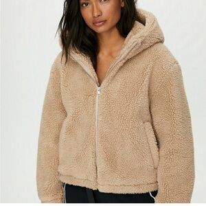 Aritzia TNA Palo Alto Teddy Hooded Jacket, Size XXS